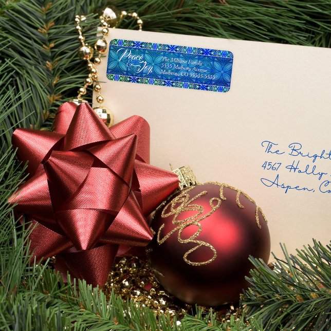 Étiquette Noël Turquoise Peace & Joy (Créateur téléchargé)