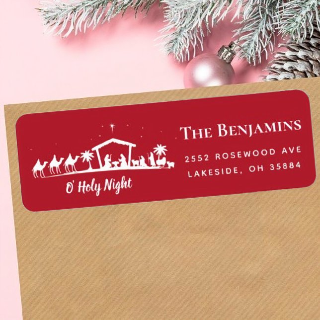 Étiquette Noël Vacances Nativité Retour Adresse Label (Christmas Holiday Nativity Return Address Label)