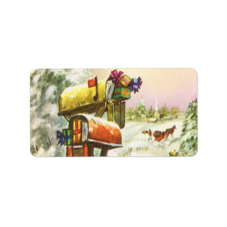 Étiquette Noël Vintage, boîtes aux lettres dans le paysage h