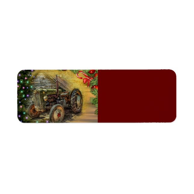 Étiquette Noël vintage Green Tracteur (Devant)