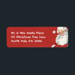 Étiquette Noël Vintage, Jolly Winking Père Noël<br><div class="desc">Illustration vintage Design de Noël avec un joyeux Père Noël joyeux,  portant un casquette et en train de se baigner comme s'il avait un secret. Ho,  ho,  ho,  Joyeux Noël !</div>