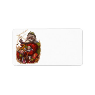 Étiquette Noël Vintage, Jouets de tuyaux du Père Noël victor