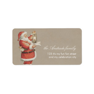 Étiquette Noël vintage Père Noël a personnalisé des vaca