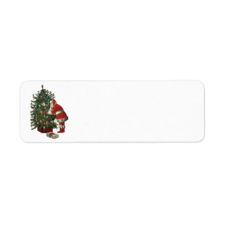 Étiquette Noël vintage, Père Noël avec présents