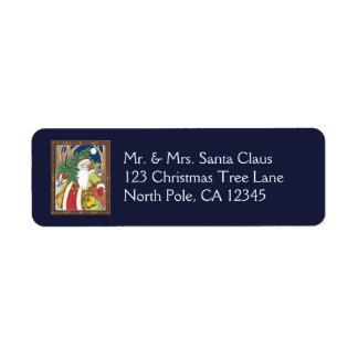 Étiquette Noël vintage, Père Noël en Forêt