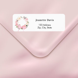 Étiquette Nœud de couronne florale rose adresse de retour