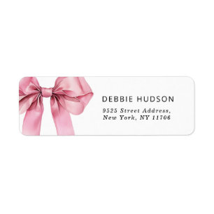 Étiquette Nœud papillon rose minimaliste élégant Adresse de 