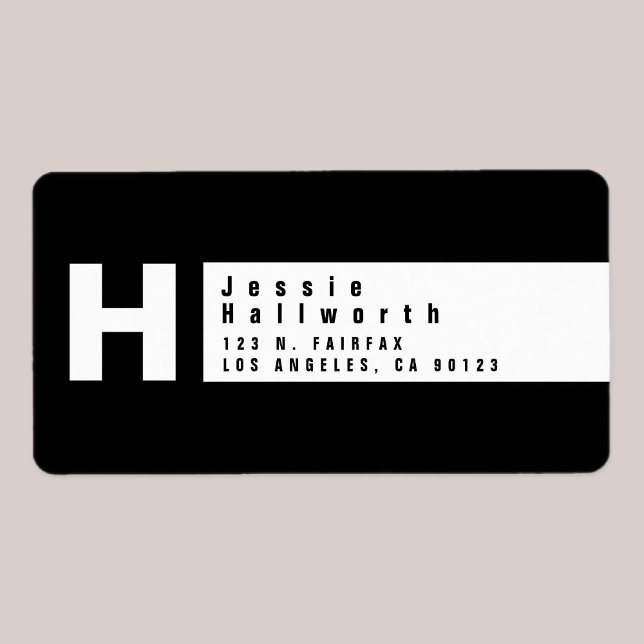 Étiquette Noir & Blanc | Adresse de retour moderne (Créateur téléchargé)