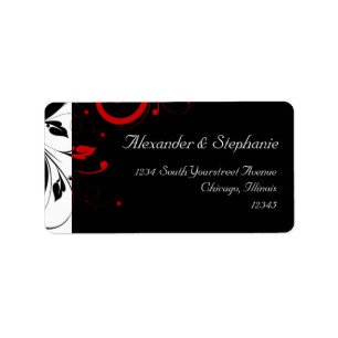 Étiquette Noir +Blanc avec l'étiquette inverse rouge de