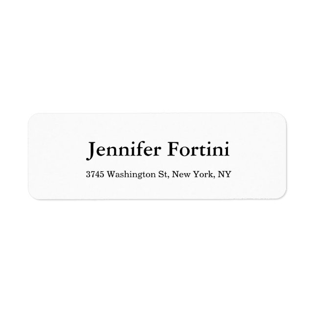 Étiquette Noir & Blanc simple et élégant (Devant)