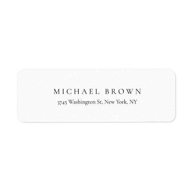 Étiquette Noir Blanc Unique Classique Élégant Plain (Devant)
