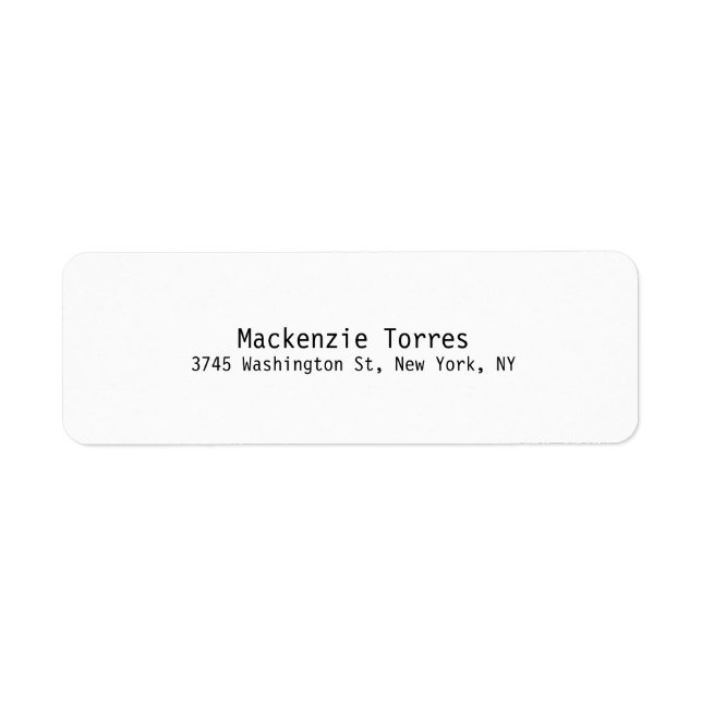 Étiquette Noir & Blanc Unique Moderne Plain (Devant)