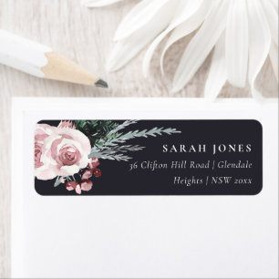 ÉTIQUETTE NOIR BLUSH ROSE HOLLY BERRY ADRESSE DU NOUVEL AN