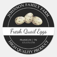 Étiquette noir d'oeuf de caille frais de ferme