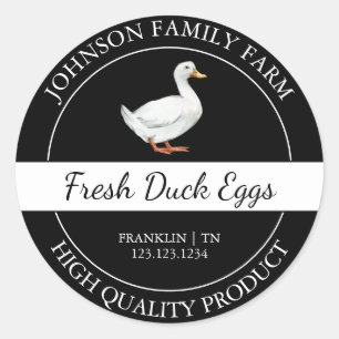 Étiquette noir d'oeuf de canard frais de ferme