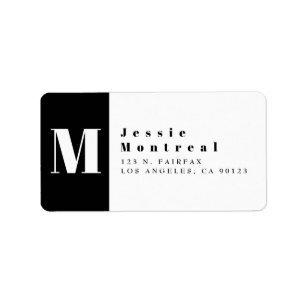 Étiquette Noir et blanc Cool Adresse de retour moderne