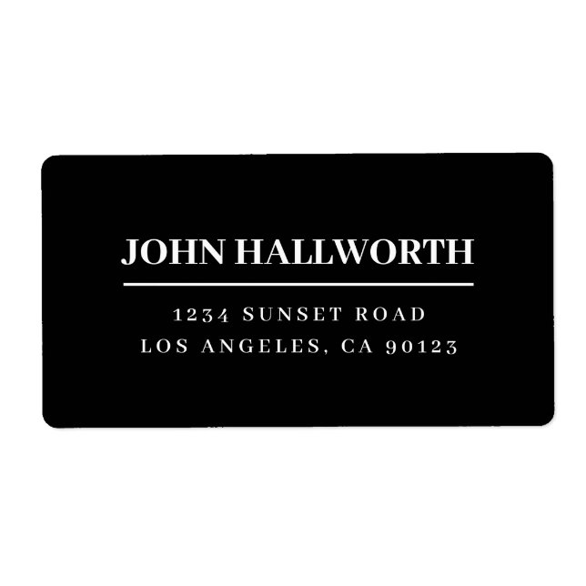 Étiquette Noir et blanc moderne (Devant)