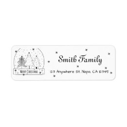 Étiquette Noir et blanc moderne personnalisable Noël