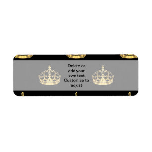 Étiquette Noir et motif de couronne d'or