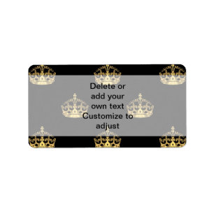 Étiquette Noir et motif de couronne d'or