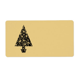 Étiquette Noir et or Couleur Arbre de Noël Design.
