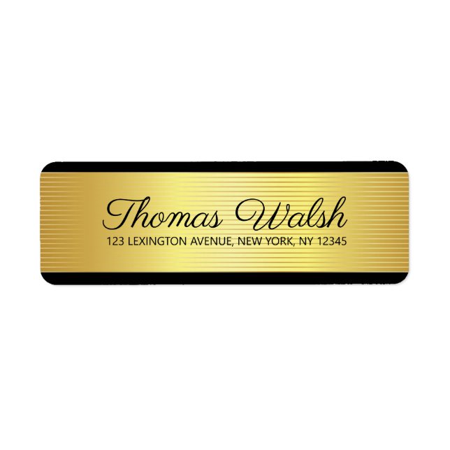 Étiquette Noir Gold Lines Design élégant (Devant)