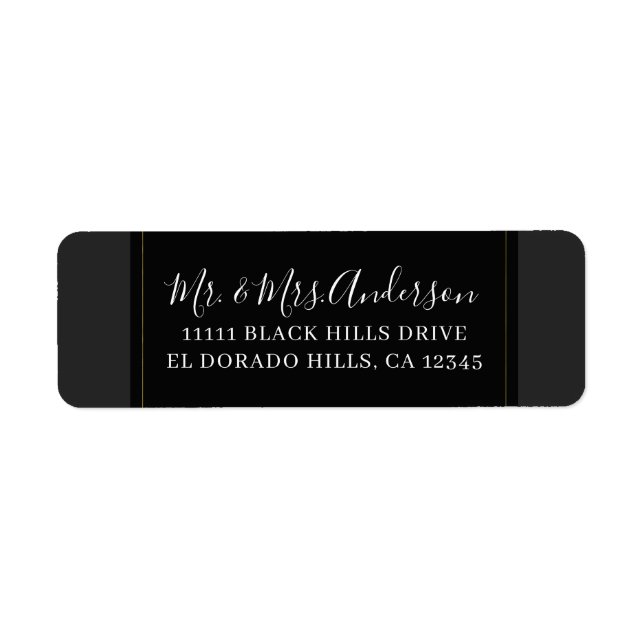 Étiquette Noir Gris Or Moderne Minimal Mariage élégant (Devant)