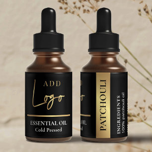 Étiquette Noir & Or Logo Cosmetic Essential Oil Bottle