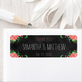 Étiquette Noir Pink Chalkboard Floral Wedding Favoriser les