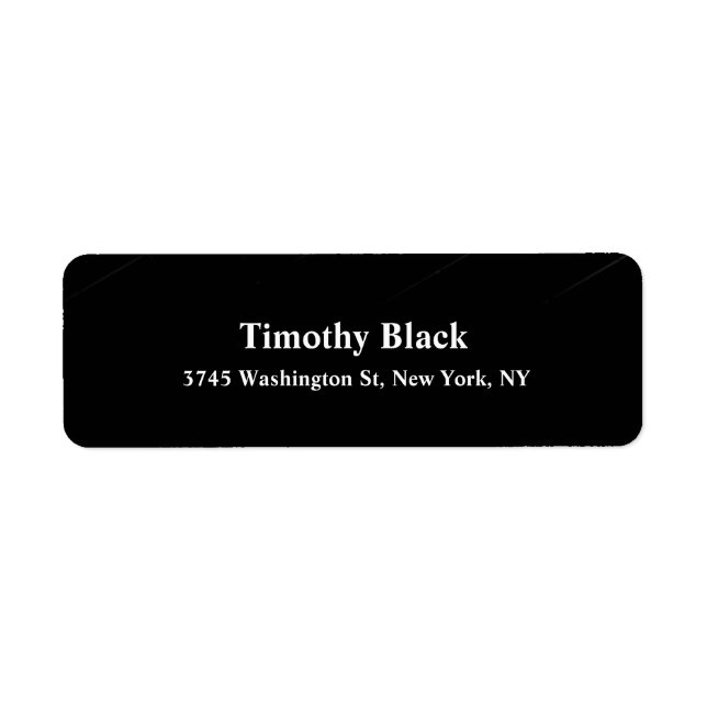 Étiquette Noir Plaque Style Moderne Minimaliste (Devant)