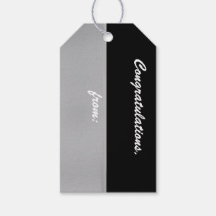 Étiquette noire et argentée de cadeau de