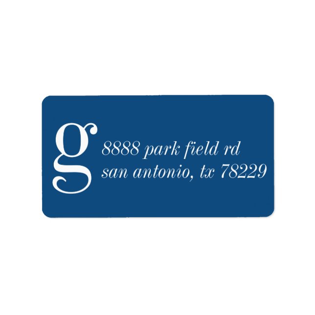 Étiquette Nom Adresse de retour du monogramme initial (Devant)