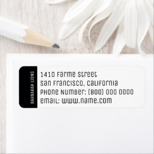 Étiquette Nom, adresse, numéro de téléphone et informations