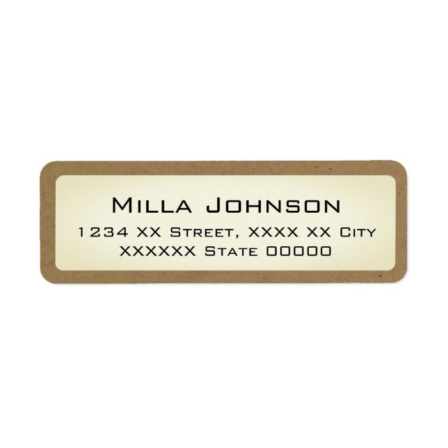 Étiquette nom avec bordure brunâtre (Devant)