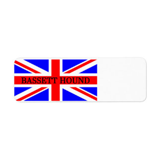 Étiquette nom basset hound sur drapeau