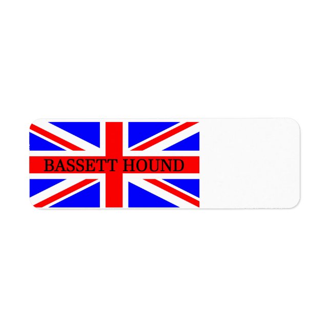 Étiquette nom basset hound sur drapeau (Devant)