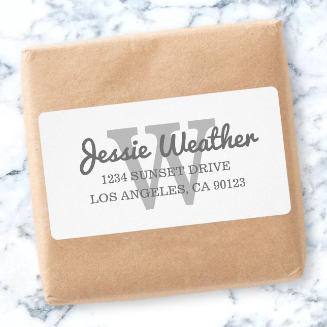 Étiquette Nom cursif | Adresse de retour monogramme (Créateur téléchargé)