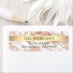 Étiquette Nom de famille Gold Band Blanc & Rose Gold Marble<br><div class="desc">Personnalisez ce design élégant avec votre nom de famille sur la bande d'or sur le marbre d'or blanc et rose. Version 2.</div>