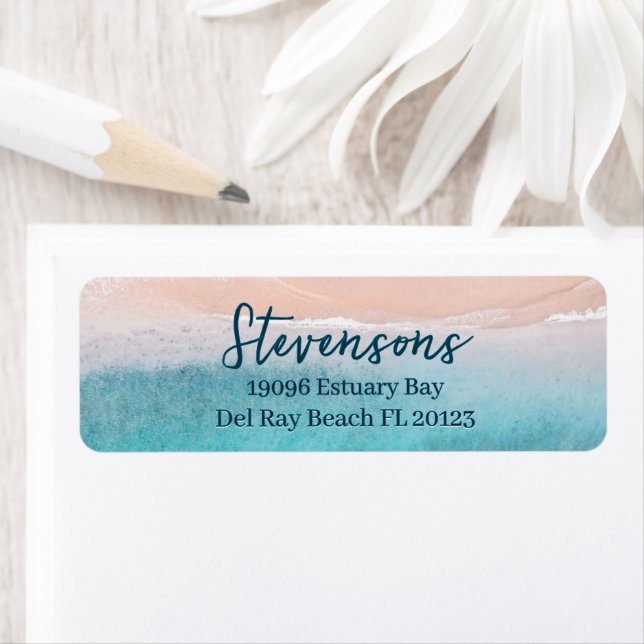 Étiquette Nom de famille Vacances Beach House Script simple (En situation)