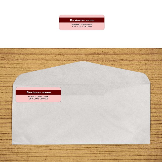 Étiquette Nom de la marque en surbrillance sur une adresse d (Light red return address label with your highlighted brand name)