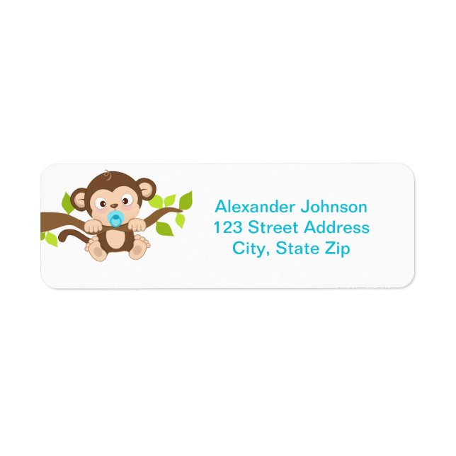 Étiquette Nom de l'adresse de retour du petit singe (Devant)