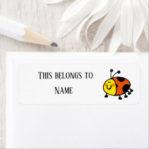 Étiquette Nom de l'école de coccinelle mignonne