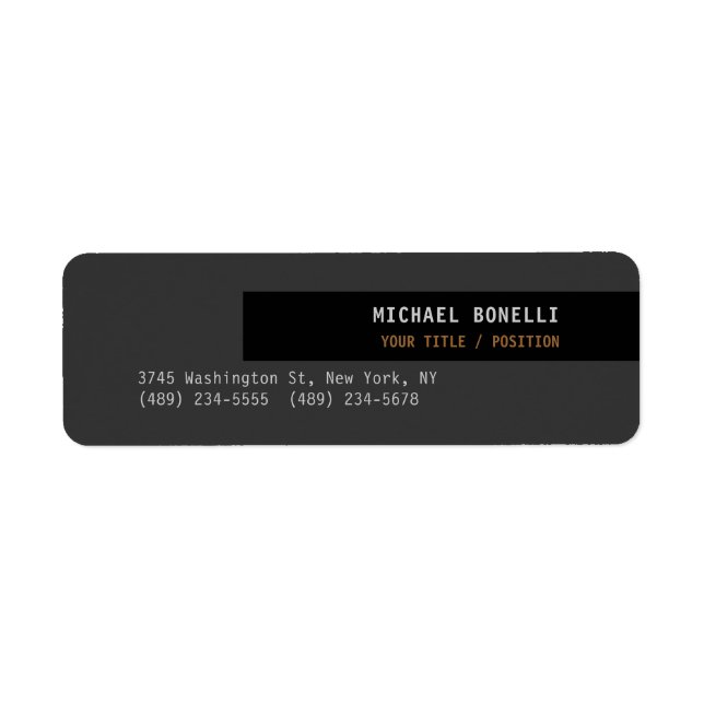 Étiquette Nom de poste professionnel gris noir personnalisé  (Devant)
