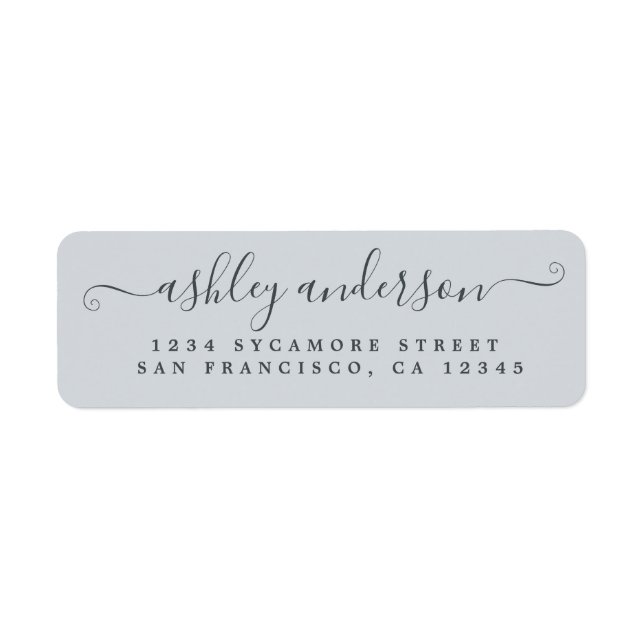 Étiquette Nom de script chic Pastel Blue Adresse de retour (Devant)
