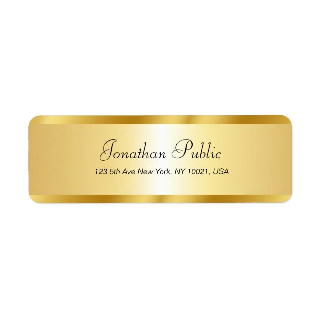 Étiquette Nom de script manuscrit Gold Modèle Élégant (Devant)
