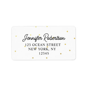 Étiquette Nom de script moderne White & Gold Dots Adresse