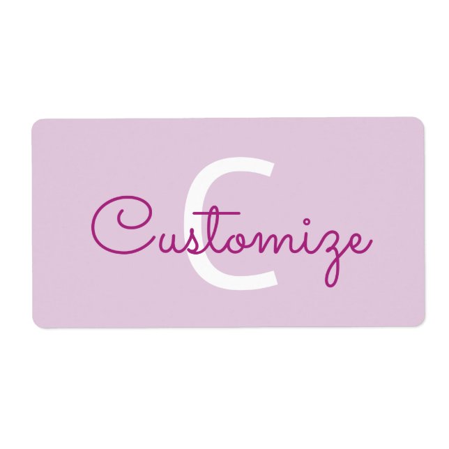 Étiquette Nom de script & monogramme | Magenta & Violet clai (Devant)