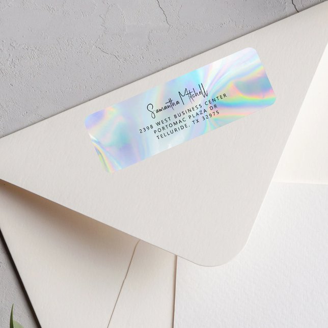 Étiquette Nom de script personnel holographique Adresse de r (Holographic Personal Script Name Return Address Label)
