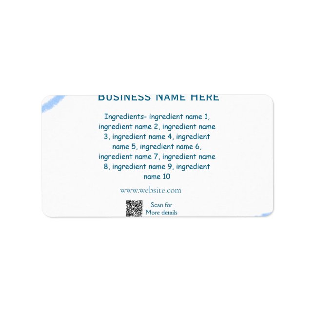 Étiquette Nom d'ingrédient ajouter nom d'entreprise site Web (Devant)
