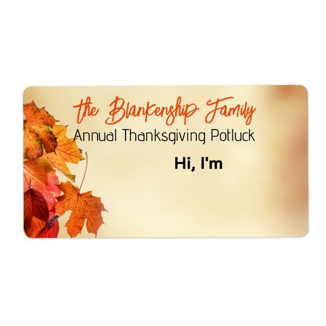 Étiquette Nom du Étiquette papier du rassemblement (Devant)